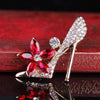 Fashion Trends Versatile Crystal Rhinestones High Heels Brooch Pin Niche Design Temperament Women Elegant Clothing Accessories