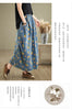 Retro Floral Denim Skirt For Women Autumn 2024 Fashon Printed Elastic Waist Slimming Versatile Bud Skirt Midi Jeans Saias K2229