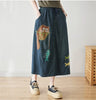 Versatile Retro Art Embroidery Denim Skirt 2024 Spring Summer Versatile Loose Casual A-Line Skirt For Women Jeans Saias K617