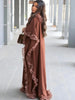 Elegant Brown Cotton Silk Women's Maxi Dress