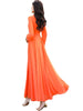 SD30 New High Quality Women's Summer  Orange Long Sleeve Chiffon  Maxi dress with full linning boho dress  dresses  women dress