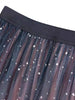 Sweet Embroidered Pleate Tulle Skirt 2024 New Women Spring Summer A-Line Long Skirts High Waist Sequined Planets Mesh Maxi Skirt