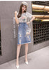 Summer Retro Ripped Hole Embroidered Denim Skirt Female Loose High Waist Three-Dimensional Flower Bag Hip Mid Skirt Women 2023