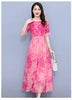 Pink Floral Chiffon Casual Boho Beach Dress Women Chic Butterfly Sleeve Prom Maxi Dress Summer Korean Elegant Party Vestido