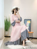 Miyake Pleated Relaxed Round Neck Long Sleeve Dress Feminine Fashion Long Party Dress