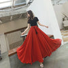 Women Chiffon Long Skirt A-Line Skirts Women Elastic High Waist Maxi Skirts Elegant Solid Skirts