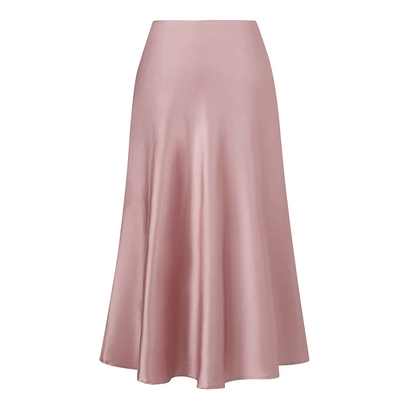 Summer Maxi Skirts VONDA Elegant Satin Women High Waist Solid Color Bottoms 2023 Pleated Casual Loose Streetwear Long Skirts