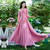 Beach Chiffon Dress Women's  Spring Summer New V-Neck Slim Chic Bohemian Dresses Mid-Waist Big Swing Long Party Vestidos Lady