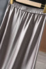 2024 Summer Elegant Ladies Club Maxi Skirt Korean Style Elastic Waist Satin Silk Skirts for Womans Plus Size Solid Skirt 6XL 7XL