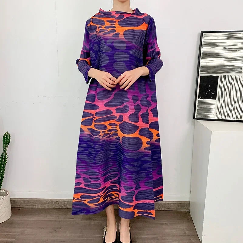 Printed Long Sleeved Dresses Elegant Women Clothing