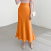 Summer Maxi Skirts VONDA Elegant Satin Women High Waist Solid Color Bottoms 2023 Pleated Casual Loose Streetwear Long Skirts