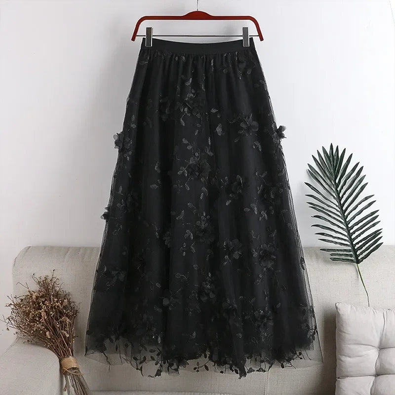 Woman Clothing Casual Elegant Summer Embroidery Streetwear Party Y2k Skirt Fashion Clothes Vintage Long Skirt Ethnic Style