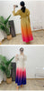 Gradient Pleated Dress For Women Long Sleeves Lantern Style Maxi Dresses 2024 Spring New Female Elegant Clothing 2DA4145