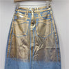 SuperAen Europe Fall 2024 New Heavy Industries Painted Gold Skirt Denim Skirt for Women