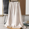 2024 Summer Elegant Ladies Club Maxi Skirt Korean Style Elastic Waist Satin Silk Skirts for Womans Plus Size Solid Skirt 6XL 7XL