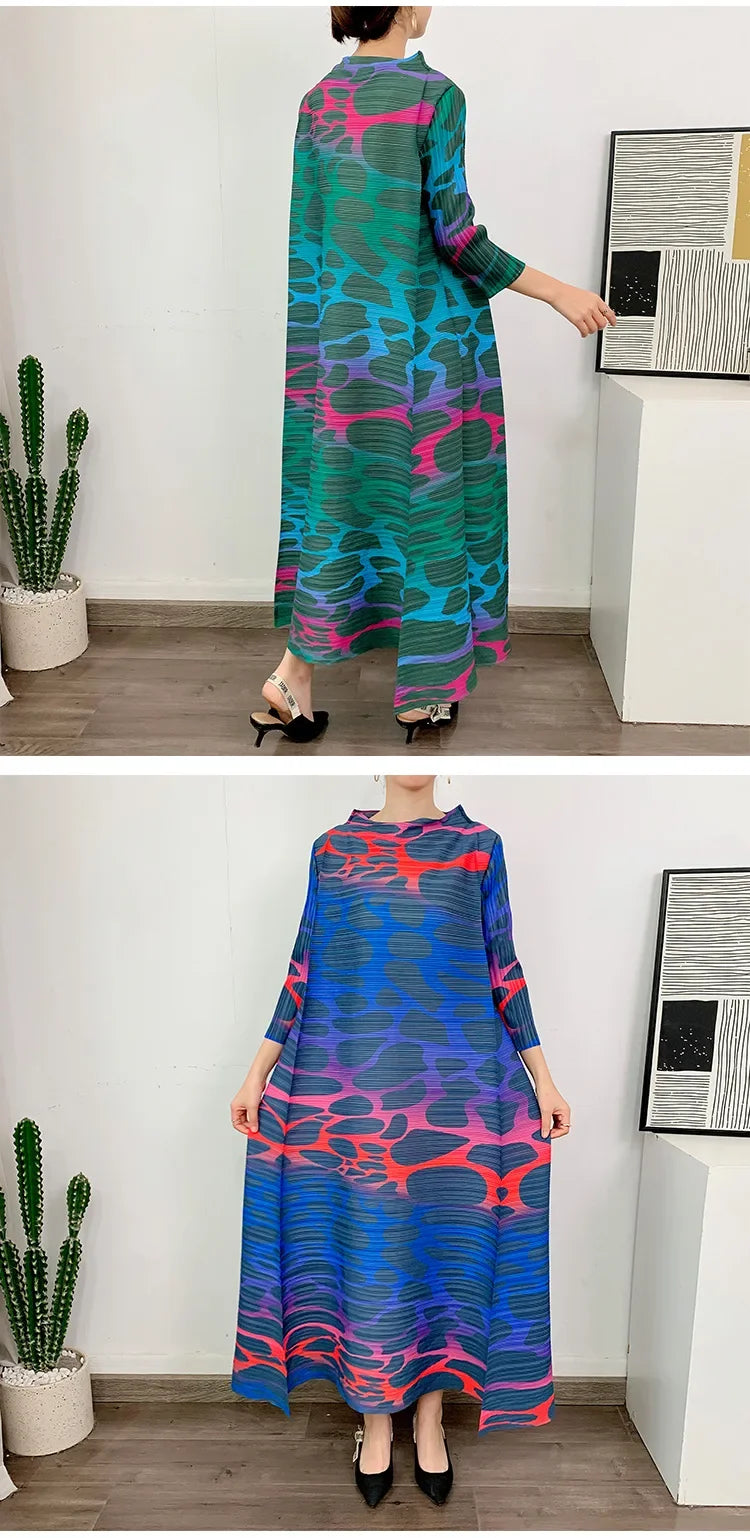 Printed Long Sleeved Dresses Elegant Women Clothing