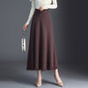 Autumn Winter New Women Long High Waist A-line Skirts Female Loose Big Swing Skirts Ladies Solid Color Knitted Skirt