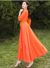 SD30 New High Quality Women's Summer  Orange Long Sleeve Chiffon  Maxi dress with full linning boho dress  dresses  women dress