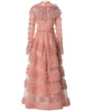 Designer Dress Women's Vintage Elegant Net Yarn Sequins Tassel Cascading Ruffle Dresses