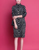 Women Fashion Elegant Striped Fleece Thick Basic Midi Dress Casual Half High Collar Long Sleeve Loose Dresses