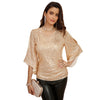 Grace Karin Fashion Women's Sparkle Sequin Party Blouse Tops Shimmer Glitter 3/4 Slit Sleeve Dressy Tops For Women Party Tunic