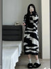 Long Sleeve Dresses Women Lazy Style Midi Knitted Chic Mink-fleece Panelled Korean Fashion Autumn Winter Prevalent Cozy Gentle