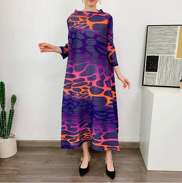 Printed Long Sleeved Dresses Elegant Women Clothing