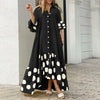 VONDA Bohemian Dress Women Ruffle Printed Maxi Long Dress Fashion Button Polka Dot Patchwork Sundress Casual Loose Vestido