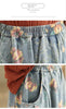 Artsy Casual Patchwork Mid Length Long Length Denim Skirt