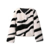 Ins Chic Girls Fluffy Zebra Fur Coat Women Harajuku Street Fashion Casual Faux Fox Fur Jacket Female Winter Thick Warm Overcoats