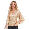 Grace Karin Fashion Women's Sparkle Sequin Party Blouse Tops Shimmer Glitter 3/4 Slit Sleeve Dressy Tops For Women Party Tunic