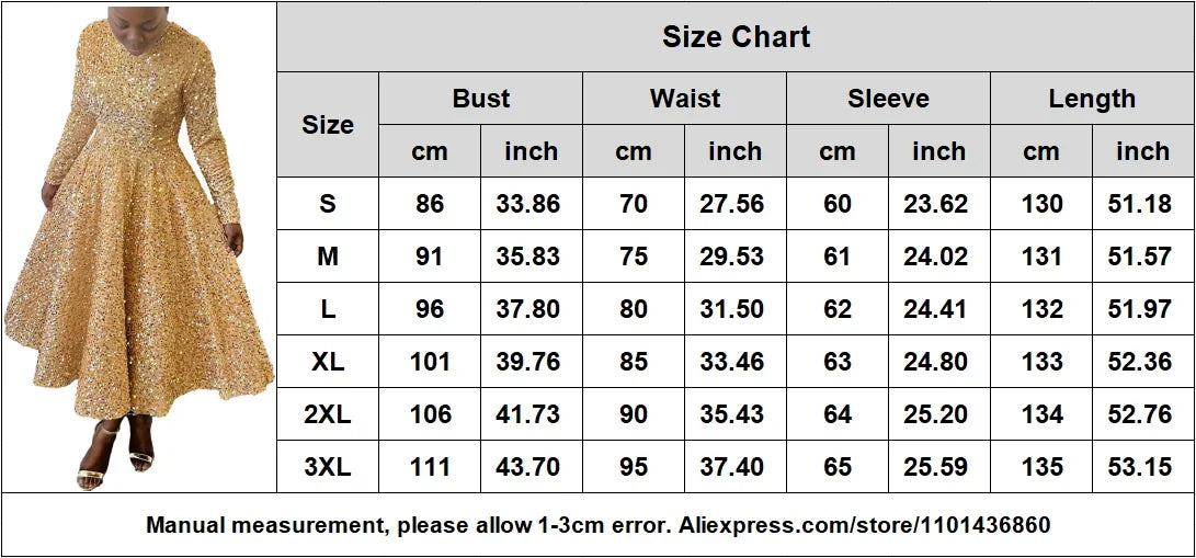 Plus Size Evening Dresses for Women Luxury Sequins Gown  Long Dress