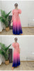 Gradient Pleated Dress For Women Long Sleeves Lantern Style Maxi Dresses 2024 Spring New Female Elegant Clothing 2DA4145