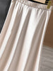 2024 Summer Elegant Ladies Club Maxi Skirt Korean Style Elastic Waist Satin Silk Skirts for Womans Plus Size Solid Skirt 6XL 7XL