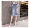 Summer Retro Ripped Hole Embroidered Denim Skirt Female Loose High Waist Three-Dimensional Flower Bag Hip Mid Skirt Women 2023