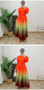 Gradient Pleated Dress For Women Long Sleeves Lantern Style Maxi Dresses 2024 Spring New Female Elegant Clothing 2DA4145