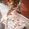 Women Printed Chiffon Dress Spring Autumn Dress Flower Print Maxi Dress A-line High Waist Half Sleeve Soft Breathable for Women