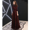 It's YiiYa Evening Dress Dark Wine Red Sequins Plus Size Three Quarter Sleeve Women Party Formal Gown vestidos de fiesta LF081