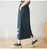 Versatile Retro Art Embroidery Denim Skirt 2024 Spring Summer Versatile Loose Casual A-Line Skirt For Women Jeans Saias K617