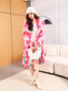 Nerazzurri Winter Long Loose Chic Luxury Colorful Hairy Shaggy Thick Warm Faux Fur Coat Women Shawl Collar