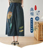 Versatile Retro Art Embroidery Denim Skirt 2024 Spring Summer Versatile Loose Casual A-Line Skirt For Women Jeans Saias K617