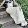 Y2K High Waist Drawstring Cargo Skirt Women Korean Split Midi Skirt Female Fashion Streetwear Solid Big Pocket A Line Skirts