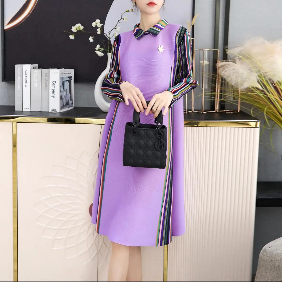 2023 Early Spring Women's Fashion New Red High-end  Elegant Large Size Loose Slimming Midi Dress