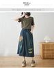 Versatile Retro Art Embroidery Denim Skirt 2024 Spring Summer Versatile Loose Casual A-Line Skirt For Women Jeans Saias K617