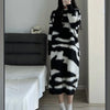 Long Sleeve Dresses Women Lazy Style Midi Knitted Chic Mink-fleece Panelled Korean Fashion Autumn Winter Prevalent Cozy Gentle