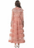 Designer Dress Women's Vintage Elegant Net Yarn Sequins Tassel Cascading Ruffle Dresses