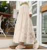 Vintage Women's Lace Crochet Umbrella Long Skirts Bohemian High Waist Hollow Out Female Maxi Skirts Spring Summer