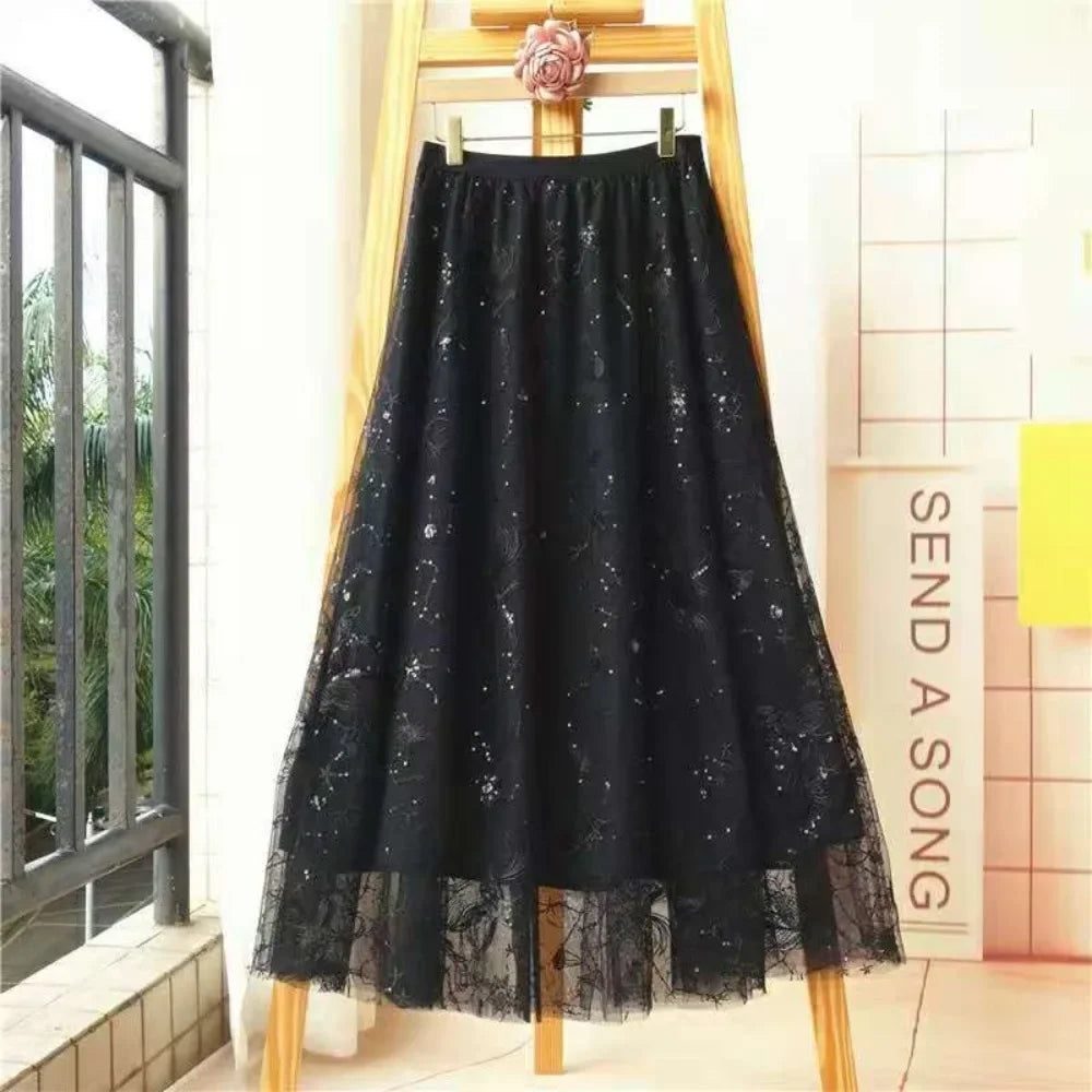 Woman Clothing Casual Elegant Summer Embroidery Streetwear Party Y2k Skirt Fashion Clothes Vintage Long Skirt Ethnic Style