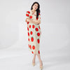 New Style Women's Dress High-end Feel Lapel Plaid Loose-fit Slimming Three-quarter Length Elegant Dress