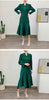 Lapel Pleated Dress For Women Long Sleeves Single Braested A-line Dresses Spliced